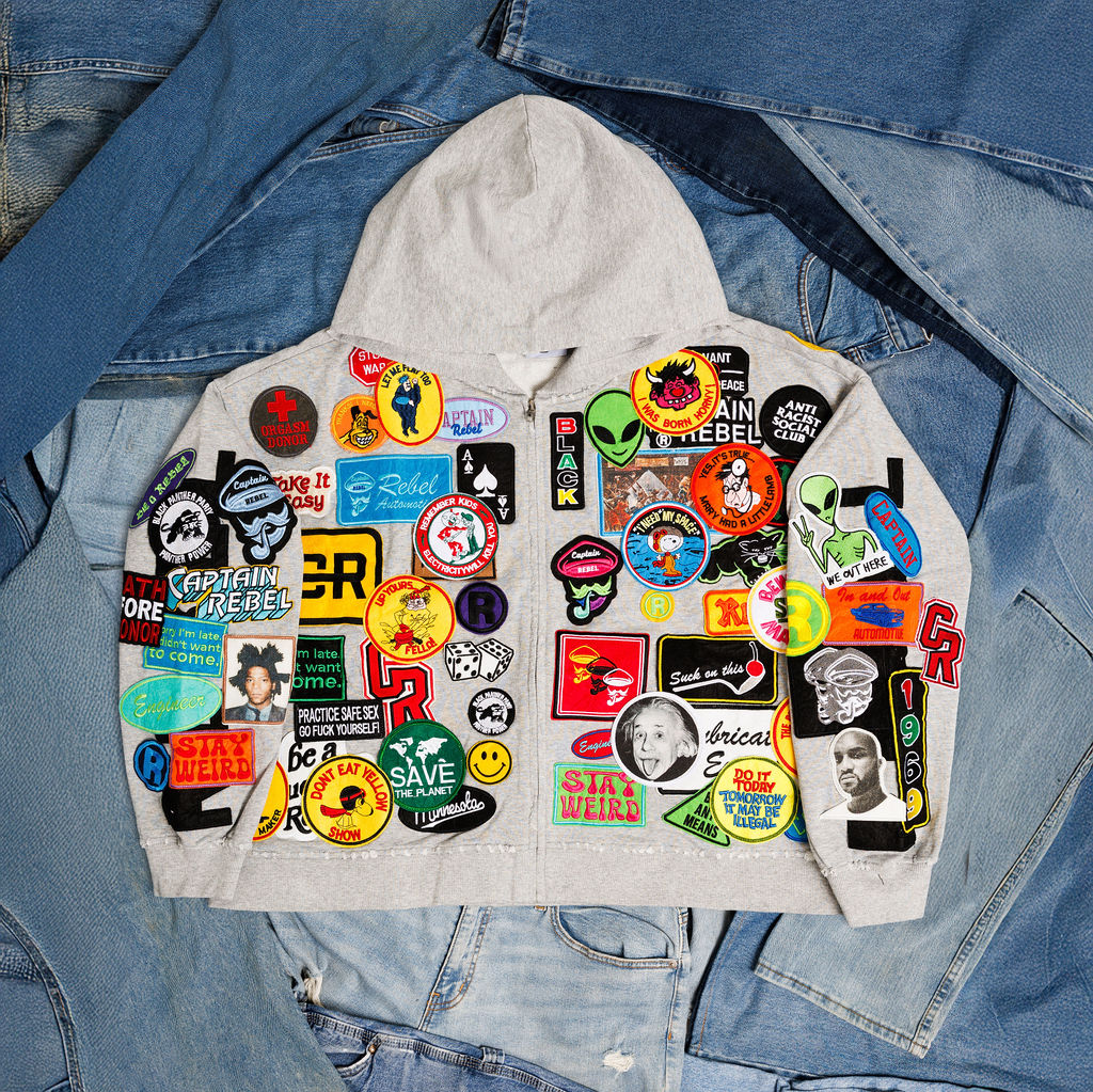 Captain Rebel Patch Hoodie - Grey