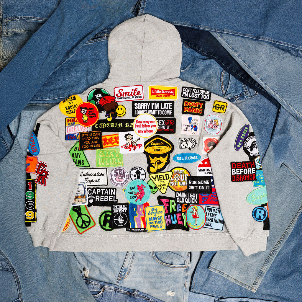 Captain Rebel Patch Hoodie - Grey